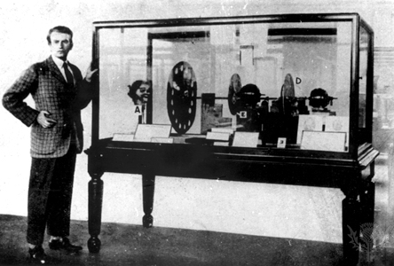 John Logie Baird with his invention
