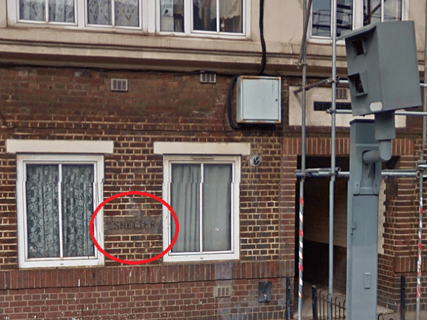 Shelter sign on the St John's Estate (image: Google Streetview).