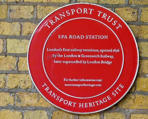 Plaque on Spa Road. 