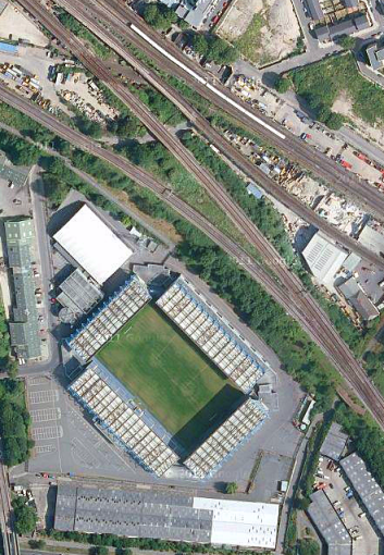 Satellite image of The Den and railway junction (image: Google).