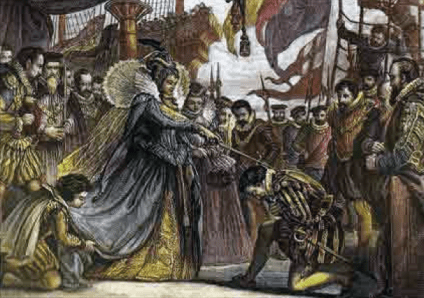 Francis Drake being knighted aboard the Golden Hind at Deptford (Image: reformation.org).
