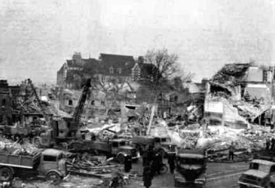 Aftermath of the devastating V2 strike on Woolworths, New Cross Road, 1944. 