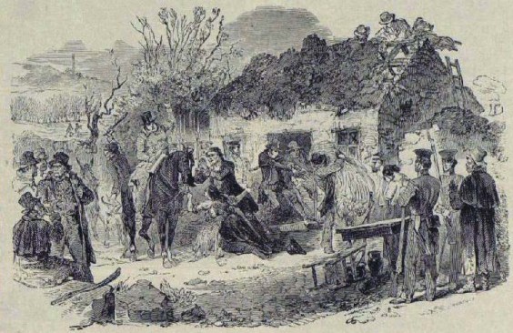Scene depicting an Irish family being evicted from their home; one of the many prints owned by Van Gogh.