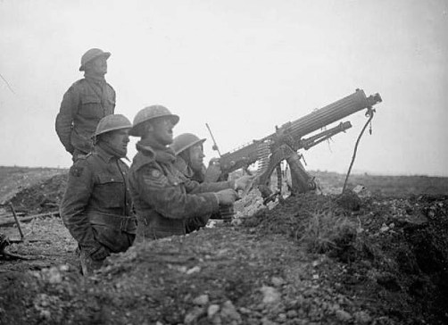 Machine Gun Corps troops at Arras. 