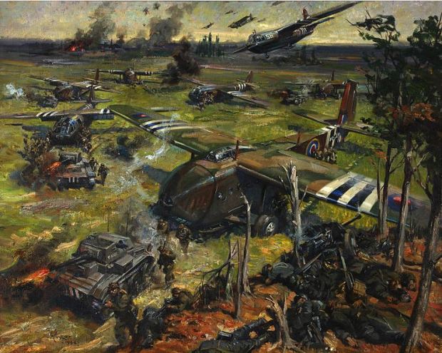 War scene by Terence Cuneo, 1944