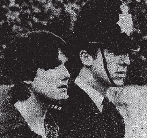 WPC Angela Seeds with a colleague at Frank O'Neill's funeral, November 1980 (image: The Guardian)