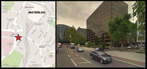 Approximate location of Dr Cream's lodgings and Lambeth Palace Road today. 