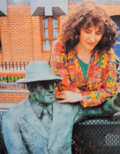 Diane Gorvin with her original Dr Salter sculpture in 1991