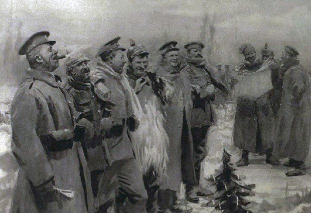 German and British troops together, Christmas 1914