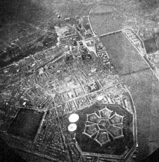 A rare photograph of the now vanished Millbank Penitentiary, taken from a balloon in the late 19th century