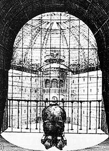 How a prisoner's cell would have looked out upon the Panopticon's watchtower