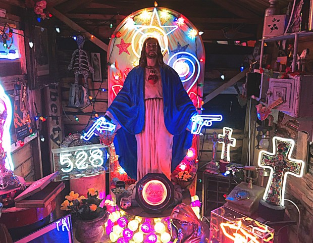 A neon shrine featured in Chris Bracey's collection