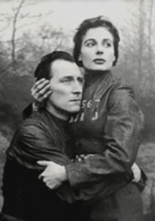 Winston Smith (Peter Cushing) and Julia (Yvonne Mitchell) in Nineteen Eighty-Four. 
