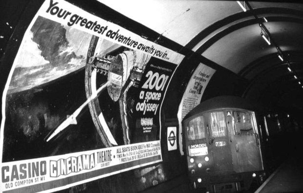 Poster advertising '2001 A Space Odyssey' on the London Underground, circa 1968